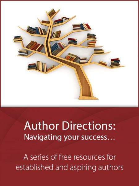 Author Directions: A free series of resources cover image with an image of a bookshelf